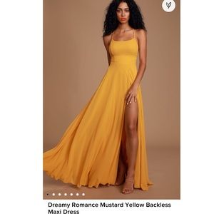 Mustard Yellow Backless Maxi Dress